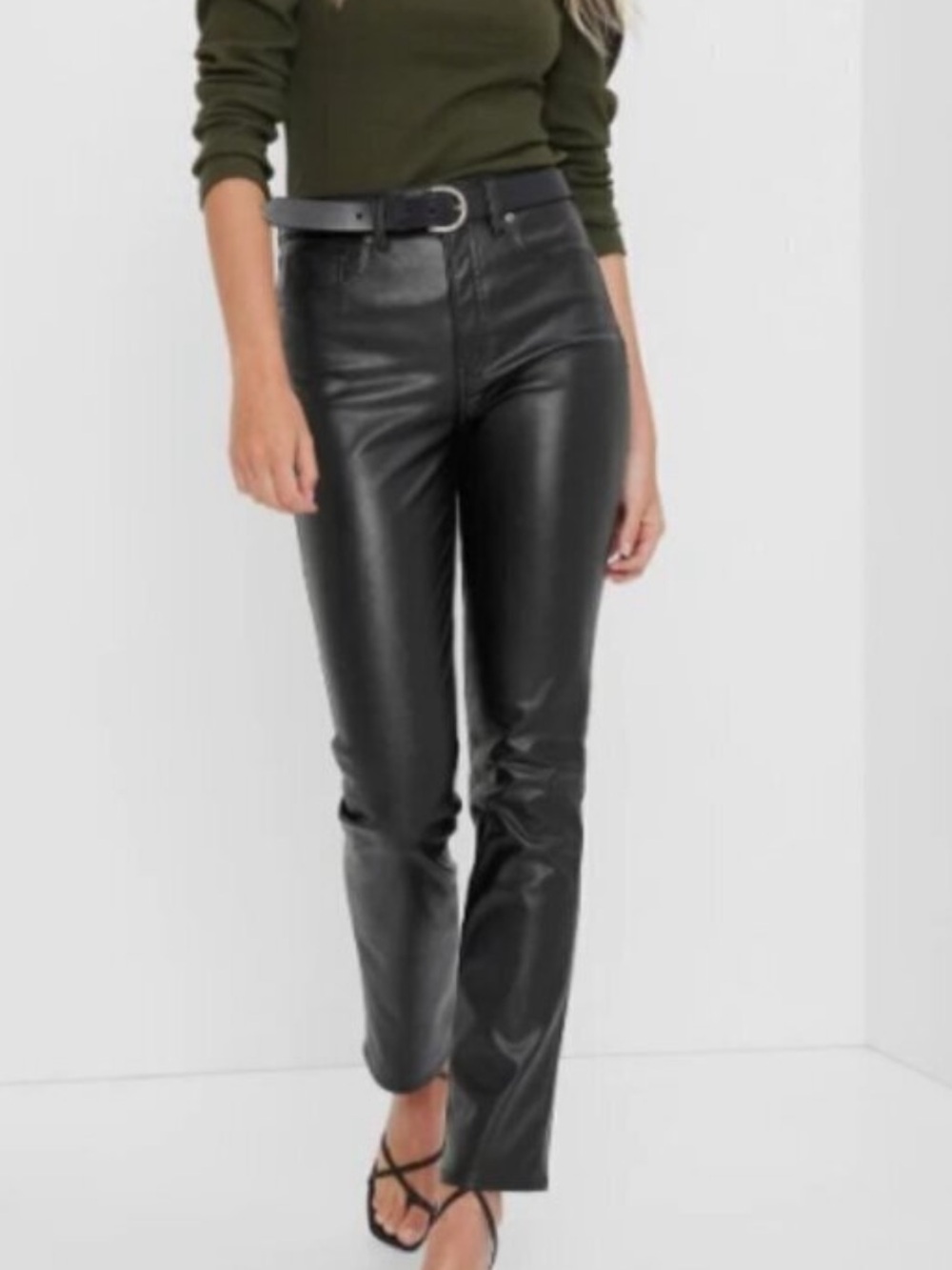 Gap Vintage Slim High Rise Green Vegan Leather Jeans